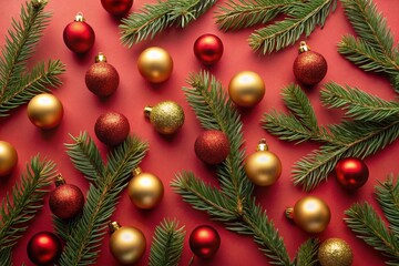 Fototapeta premium christmas tree with red balls