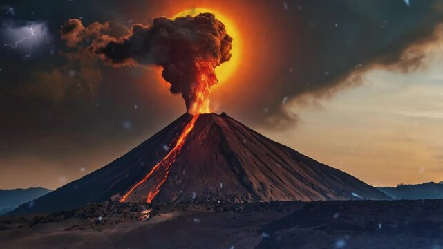 Mount Merapi Eruption, Smooth Looping Video 4K 