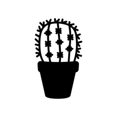 Ball Cactus Glyph Icon, Vector illustration