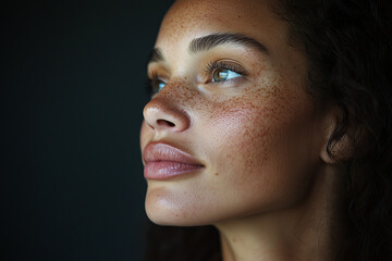 Close Up Portrait of a Woman with Freckles