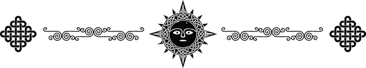 Celtic Header - Curved Lines - Knot Ends - Tribal Sun