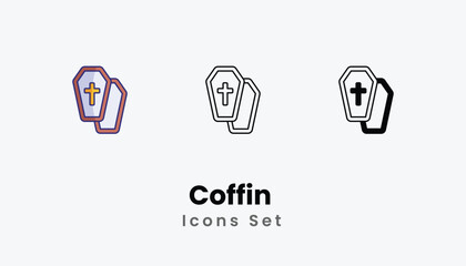 Coffin  Icons thin line and glyph vector icon stock illustration