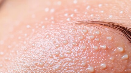 Fototapeta premium Closeup of Skin with White Bumps and Eyebrow Hair