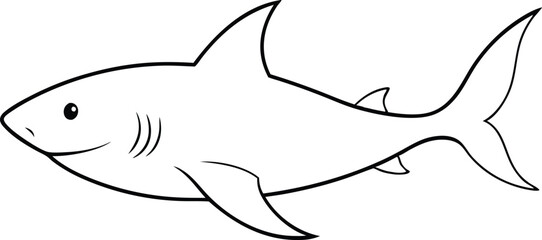 Elegant Shark Line Art Vector Graphics Ideal for Print and Web
