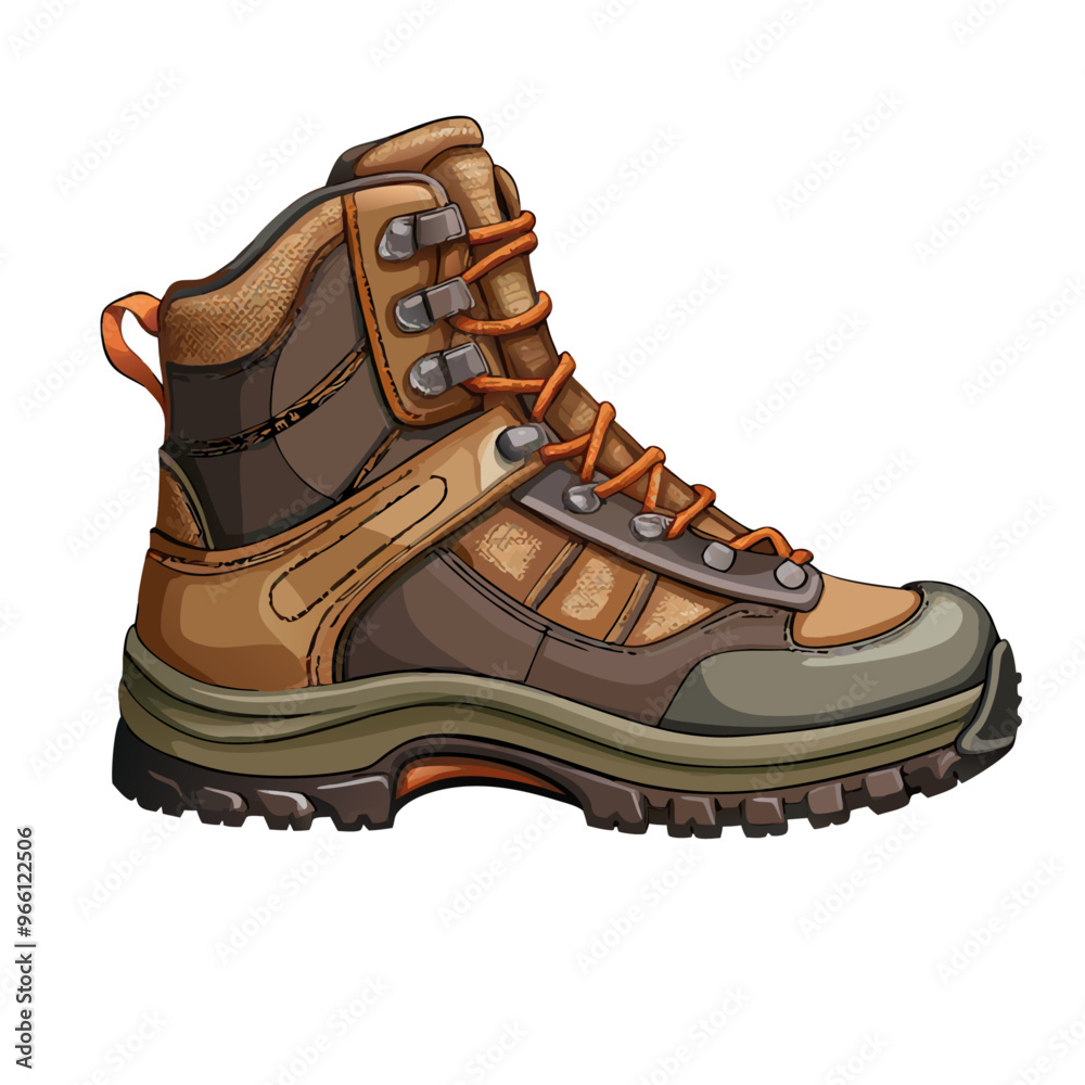 Wall mural Rugged Outdoor Hiking Boot Illustration on a isolated white background (29)