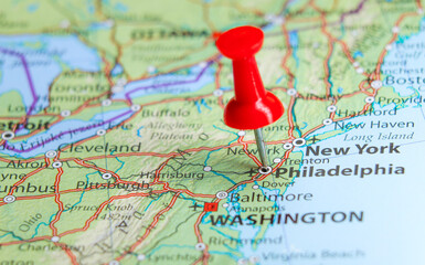Philadelphia, USA pin on map