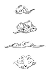 Cloud ornament lineart vector illustration