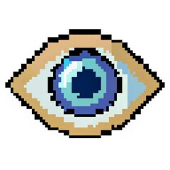 Obraz premium pixel eye 3d render pixel illustration, eye 3d render made of dots, isolated on white background