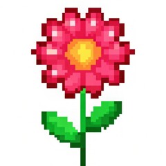 Fototapeta premium pixel flower 3d render pixel illustration, flower 3d render made of dots, isolated on white background