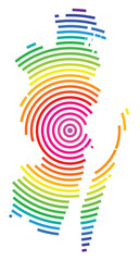 Symbol Map of the County Kalmar (Sweden) showing the territory with concentric circles in rainbow colors like a shooting target © TipTopMap