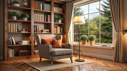 A Cozy Reading Nook Featuring a Comfortable Armchair Perfect for Relaxing and Enjoying a Good Book in Peaceful Ambiance