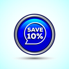 Save 10 Percent Icon Button Design Illustration, Discount Sign