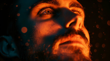 Portrait Man With Light Splashes Depicting