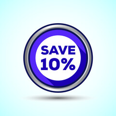 Save 10 Percent Icon Button Design Illustration, Discount Sign