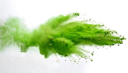 Fototapeta premium green powder explosion burst isolated on white