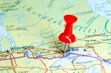 Thunder Bay, Canada pin on map