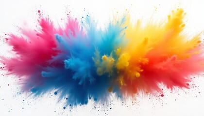 Fototapeta premium Colorful rainbow holi paint color powder explosion isolated white background