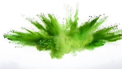 Fototapeta premium green powder explosion burst isolated on white