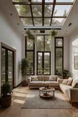 Fototapeta premium luxury house with glass walls in nature