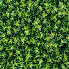 Fototapeta premium Thyme texture background, thymus leaf banner, Thymus vulgaris pattern, fresh herbal leaves banner