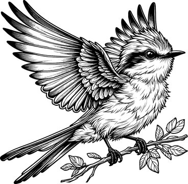 recommend clip art: Scarlet Tanager set engraving vector design