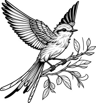 recommend clip art: Scarlet Tanager set engraving vector design