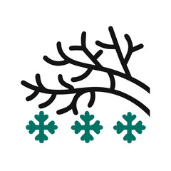Obraz premium Winter branch with snowflakes illustration