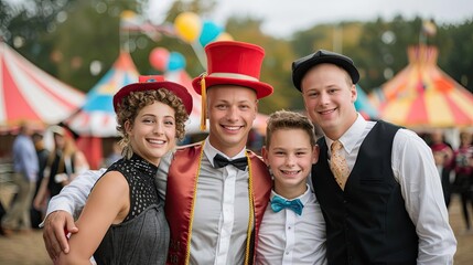 A vintage circusthemed graduation family portrait