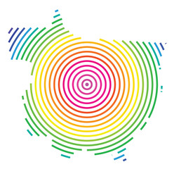 Symbol Map of the State Mato Grosso (Brazil) showing the territory with concentric circles in rainbow colors like a shooting target