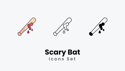 Scary Bat Icons thin line and glyph vector icon stock illustration