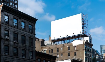 Blank Billboard Overlooking Cityscape