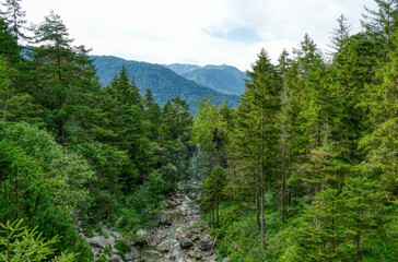 Obraz premium Kuhfluchtgraben und Alpen in Farchant
