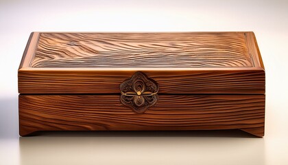 Wooden box with intricate grain pattern.