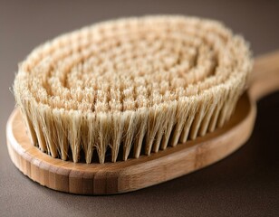 Wooden brush with natural bristles.