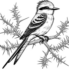 Scarlet Tanager set engraving vector design