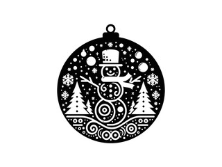 Obraz premium Festive Snowman Christmas Ornament Emblem SVG Vector | Winter Silhouette for Holiday Decor