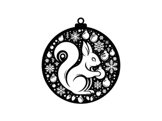 "Festive Squirrel Christmas Ornament Emblem SVG Vector | Cute Animal Silhouette for Holiday Decor"