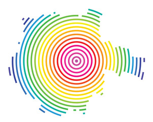 Symbol Map of the Region Jihocesky (Czech Republic) showing the territory with concentric circles in rainbow colors like a shooting target