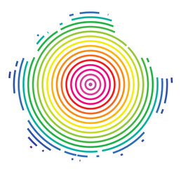 Symbol Map of the Provincia Cuenca (Spain) showing the territory with concentric circles in rainbow colors like a shooting target