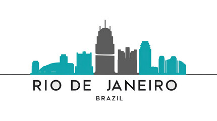 Fototapeta premium Skyline Illustration of the Rio De Janeiro city Brazil, silhouette vector of famous places