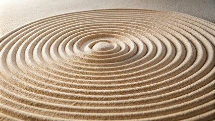 Fototapeta premium Concentric circles in Zen Garden sand for meditation and tranquility, Zen, Garden, Sand, Meditation, Tranquility, Japanese