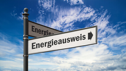 Fototapeta premium Signposts the direct way to energy certificate