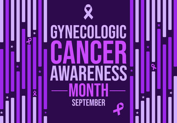 September is observed as Gynecologic Cancer Awareness Month, purple and pink Design with text.