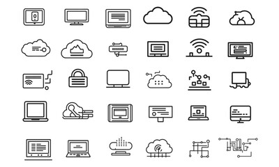 Simple Set of Data Security Related Vector Line Icons