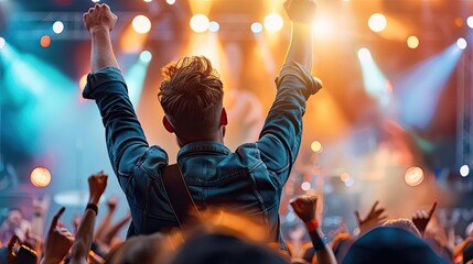 A musician arriving on stage to a roaring crowd, contrasted with the same musician departing under...