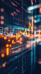 Obraz premium Digital chart displaying real-time financial updates with glowing data, digital chart, stock market activity monitoring