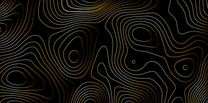 Abstract light pattern Vector illustration. Topographic map background concept. Vibrant neon lights pulsating patterns. Colorful topography contour lines isolated on black background.	