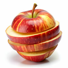 apple with slices on white background