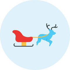 Classic Reindeer and Sleigh Icon Illustration Capturing Christmas Magic, Holiday Traditions, and Festive Joy