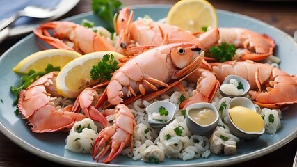 A meal of fresh seafood